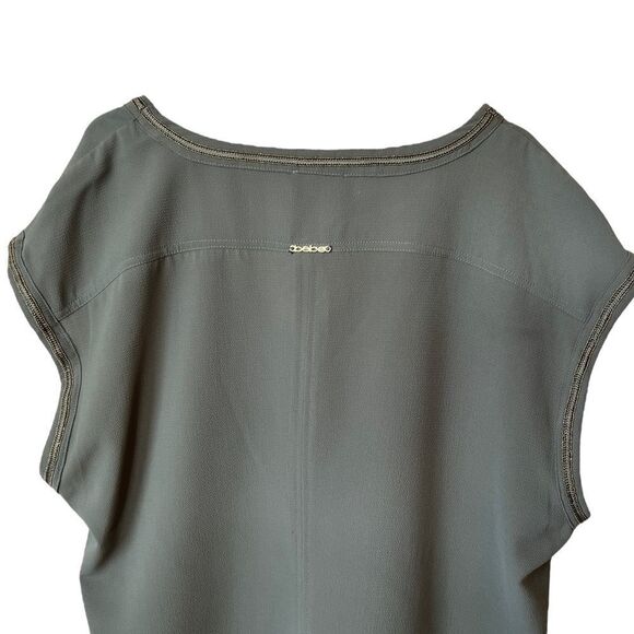 Bebe Olive Green Beaded Trim Sleeveless Blouse - Picture 11 of 13